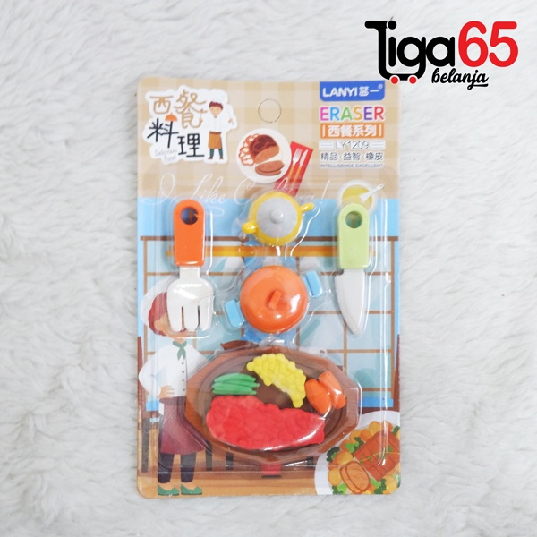 365 Cartoon Eraser #40892 Penghapus Set Cook Shape Penghapus Kartun Isi 5 pcs