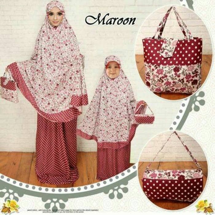 Mukena Anak mukena couple ibu dan anak Roseta melati rayon (A7A6) Mukena Motif Mukena Murah Adem Muk