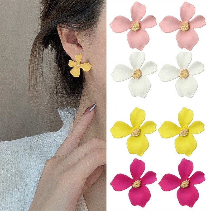 Anting Stud Desain Bunga Gaya Korea Untuk Wanita