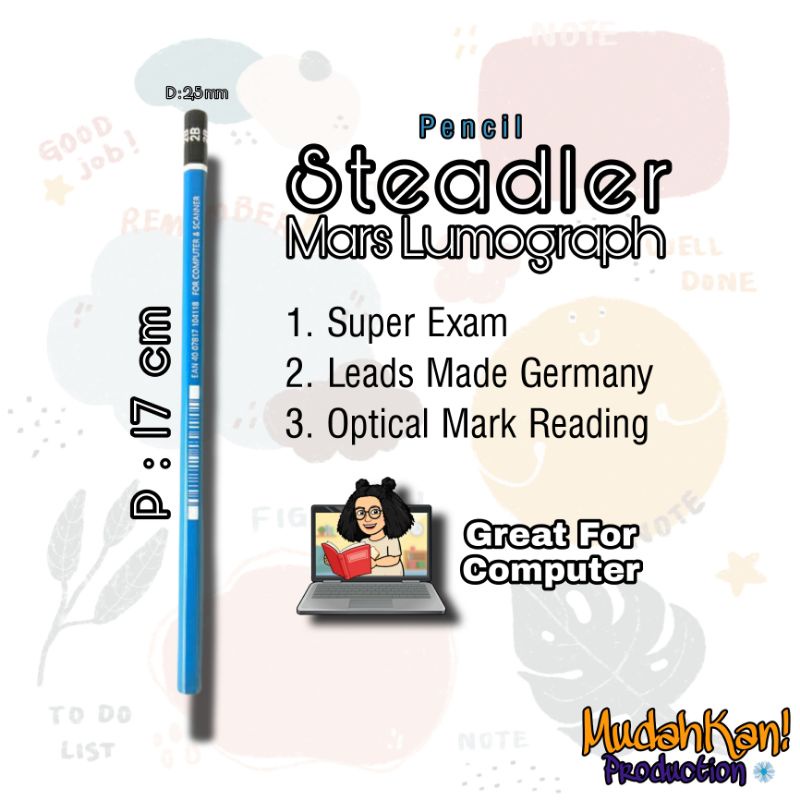 

PENCIL 2B STAEDLER MARS LUMOGRAPH [ per PCS ] / Pensil 2B Staedtler / Pensil For Computer / Mars Lumoghraph