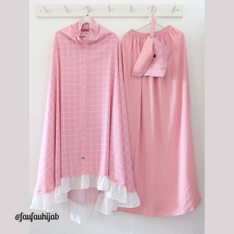 Mukena Faufau butik Rimpel Square pink