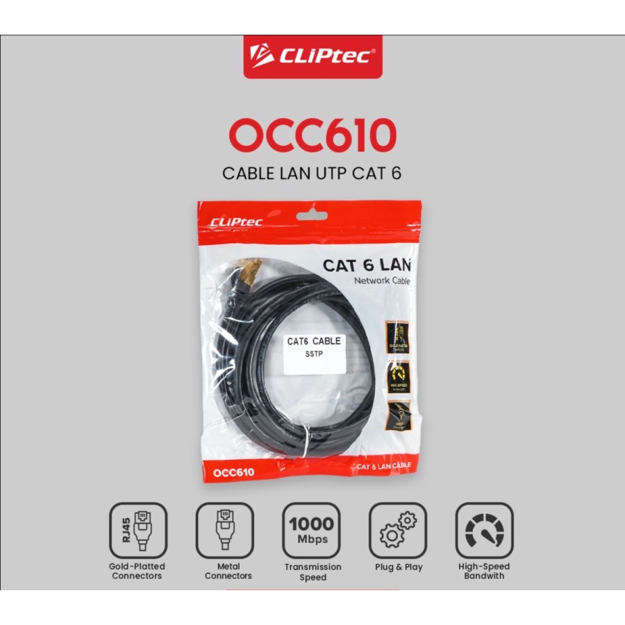 Patch Cord Kabel LAN RJ45 CLIPtec OCC610 Cat 6 30Meter- Cable UTP Cat6