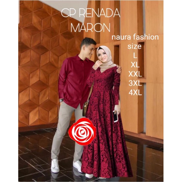 yuh BAJU COUPLE RENADA(SIZE L,XL,XXL,XXXL) BRUKAT LAPIS FURING /SIZE JUMBO / GAMIS COUPLE KONDANGAN