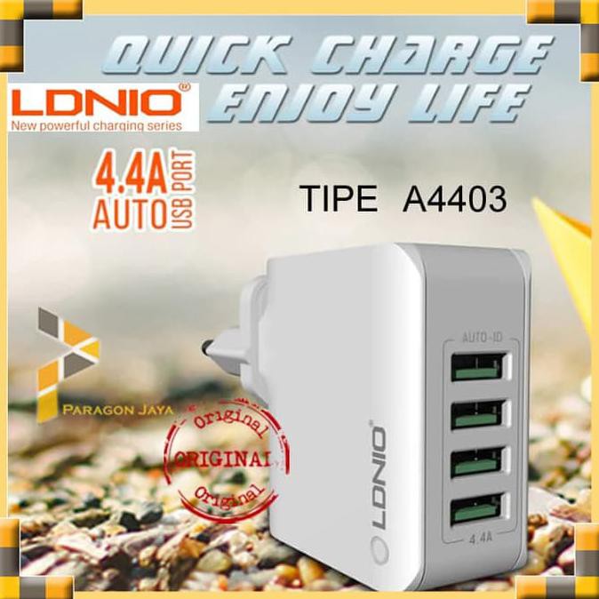 LDNIO A4403 5V 4.4A Stop Kontak 4 Port USB Wall Charger Travel Adaptor