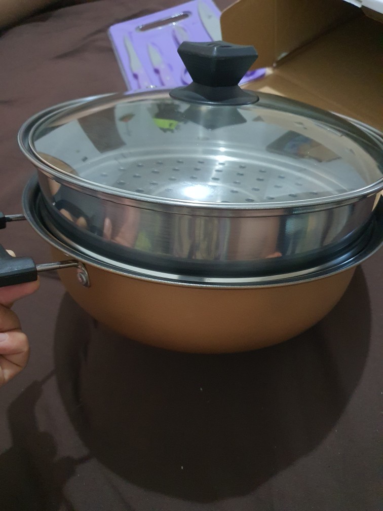 Panci Steamer/ Panci Pengukus Lubang Besar Kukus Stainless Steel 28cm Cooking Pot