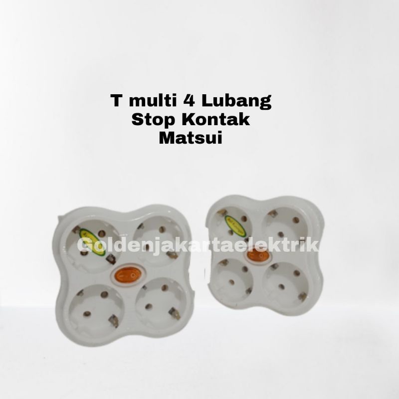 STOP KONTAK ARDE 4 CABANG + ON/OFF Switch Saklar Lampu KUNINGAN MATSUI