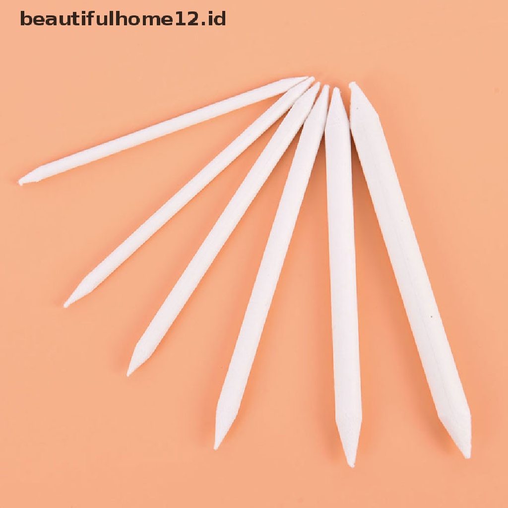 (Beautifulhome12.Id) 6pcs / Set Stik Blending Tortillon Warna Putih Untuk Sketsa / Gambar