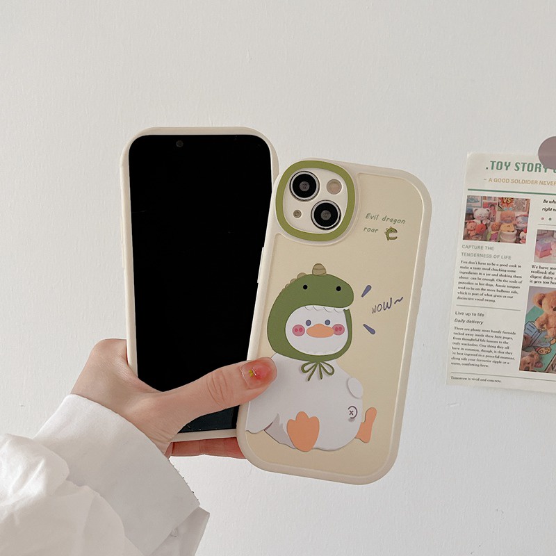 Cute Dinosaur Duck Soft Case iP iPhone 11 12 13 Pro Max 6 6S 7 8 + Plus X XR SE 2020 XS Max Camera Protector Casing