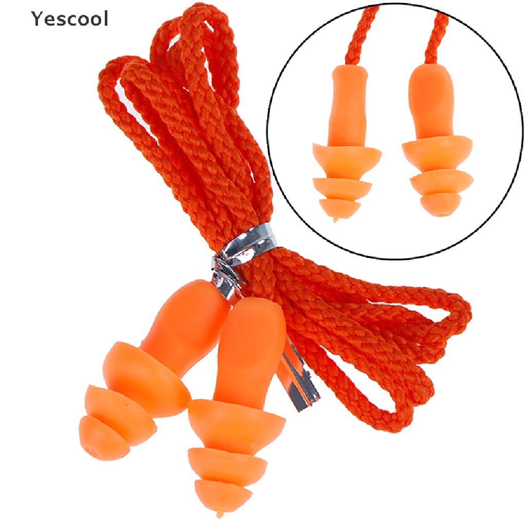 Yescool 1Pc earplug Silikon Lembut reusable Dengan Tali Untuk Proteksi Pendengaran