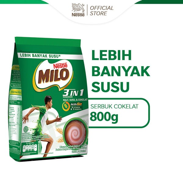 

b2011bb Milo 3In1 Activ-Go Susu Coklat Pouch 800G Xa201As