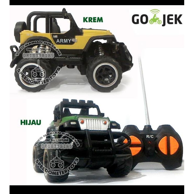 Mainan RC mobil jeep militer mini rc 1.24 asli murah rc offroad