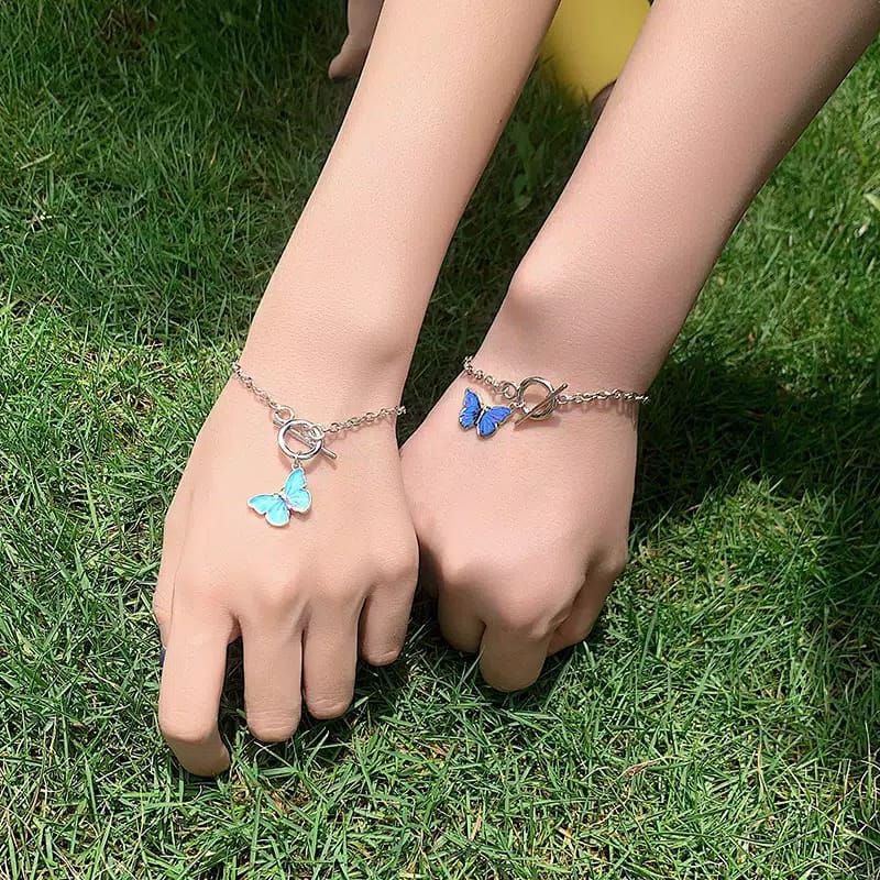 CC (ACC28) Gelang Kupu Kupu Butterfly Rantai Warna Gradien Biru Gelang Wanita