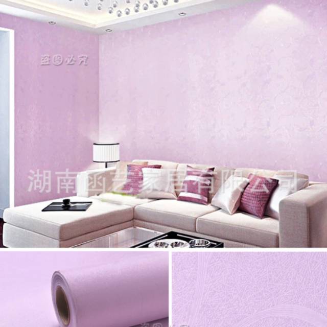 Wallpaper dinding motif bunga ungu