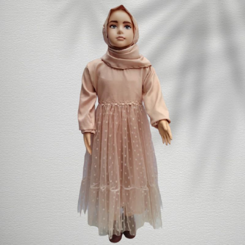 Gamis anak tulledot plus hijab