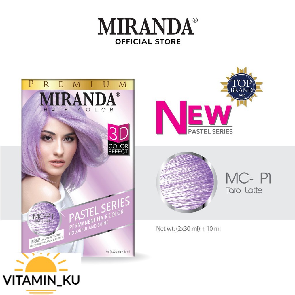 MIRANDA Hair Color (Cat Rambut Permanen) Pastel Series MCP1 Taro Latte 30ml