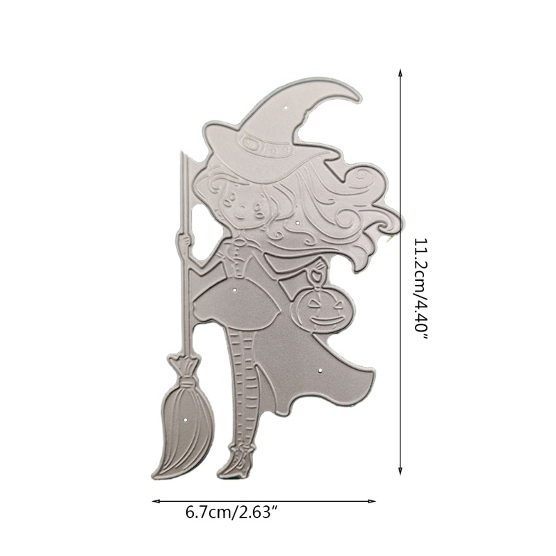 Zzz Cetakan Stensil Cutting Dies Motif Penyihir Halloween Bahan Metal Untuk Scrapbook / Craft DIY