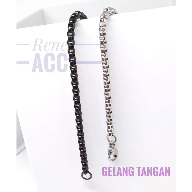 Gelang Titanium anti karat rantai rollo pria wanita