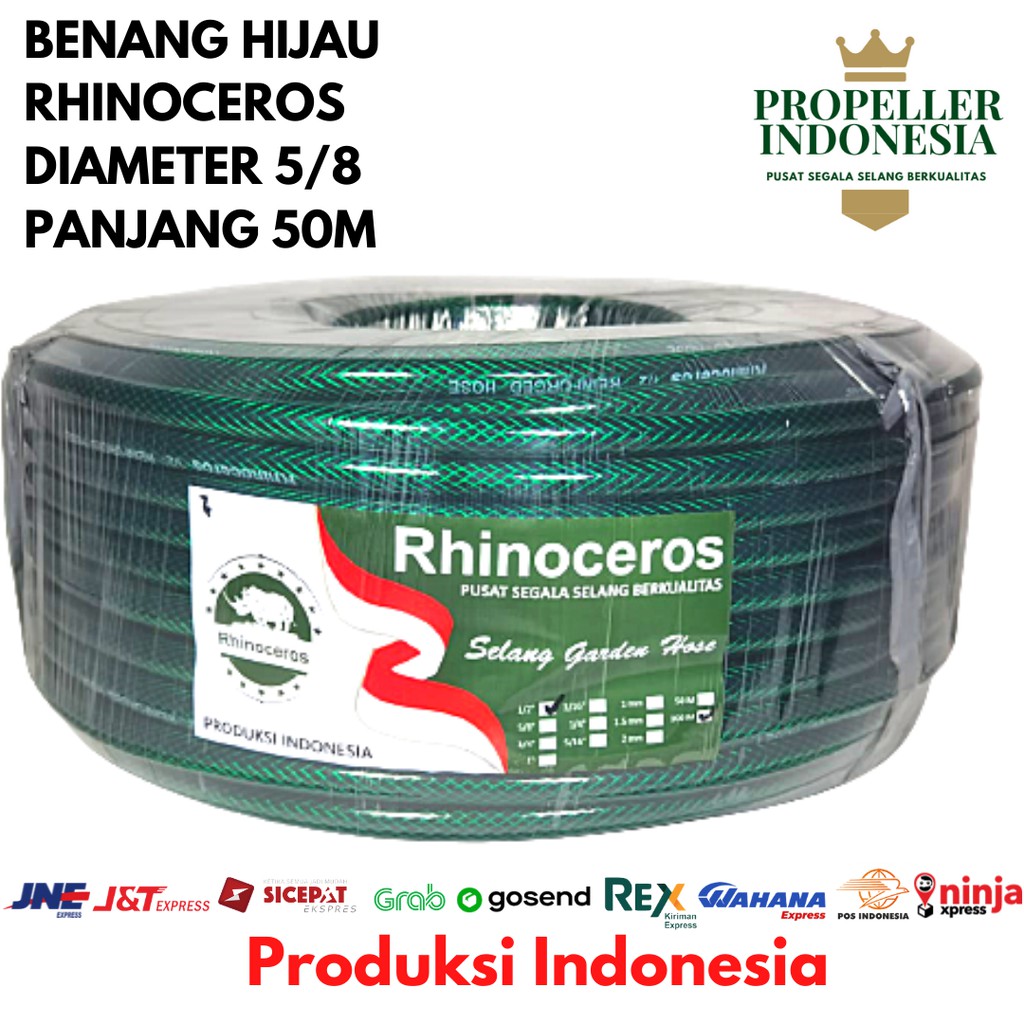 Selang Air Benang Hijau RHINOCEROS 5/8 50Meter Selang Air Taman Selang Air Elastis