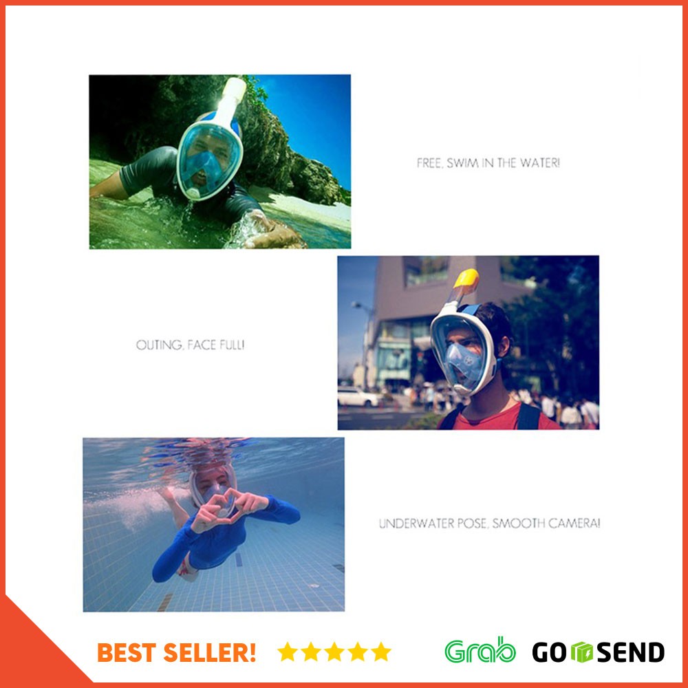 Taffware Snorkeling Full Face Size L/XL untuk Xiaomi Gopro - M2068G - Black