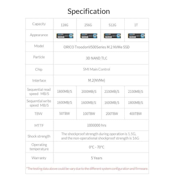 Orico V500 256GB SSD M.2 NVME SSD Troodon Series E-Sport - 256 GB-BP