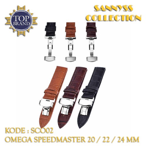 STRAP TALI JAM OMEGA SPEEDMASTER KULIT 20 22 24 HITAM - COKLAT MUDA - COKLAT TUA