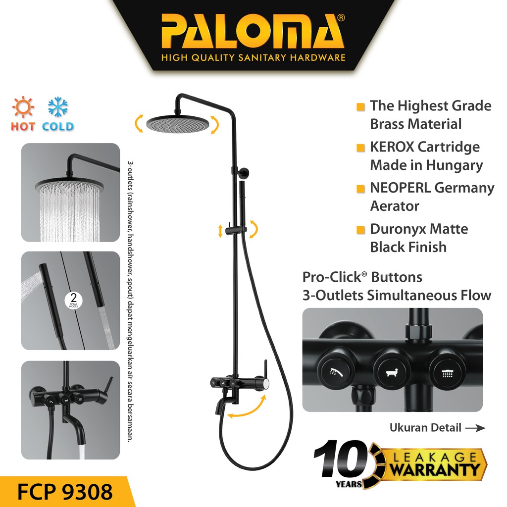 PALOMA FCP 9308 Shower Tiang Set Column Mandi Keran Kran Panas Dingin