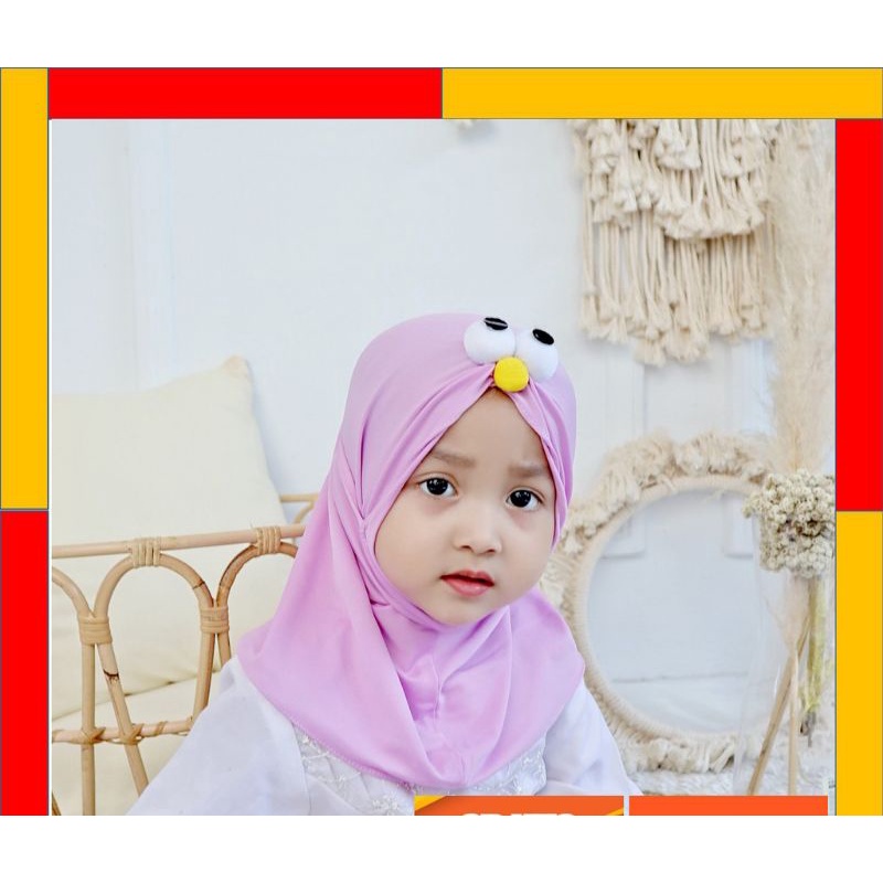 JILBAB ANAK BAYI 0-2 TAHUN LOL LED MUSIK ELMO / HIJAB ANAK BAYI KARAKTER LUCU ELMO