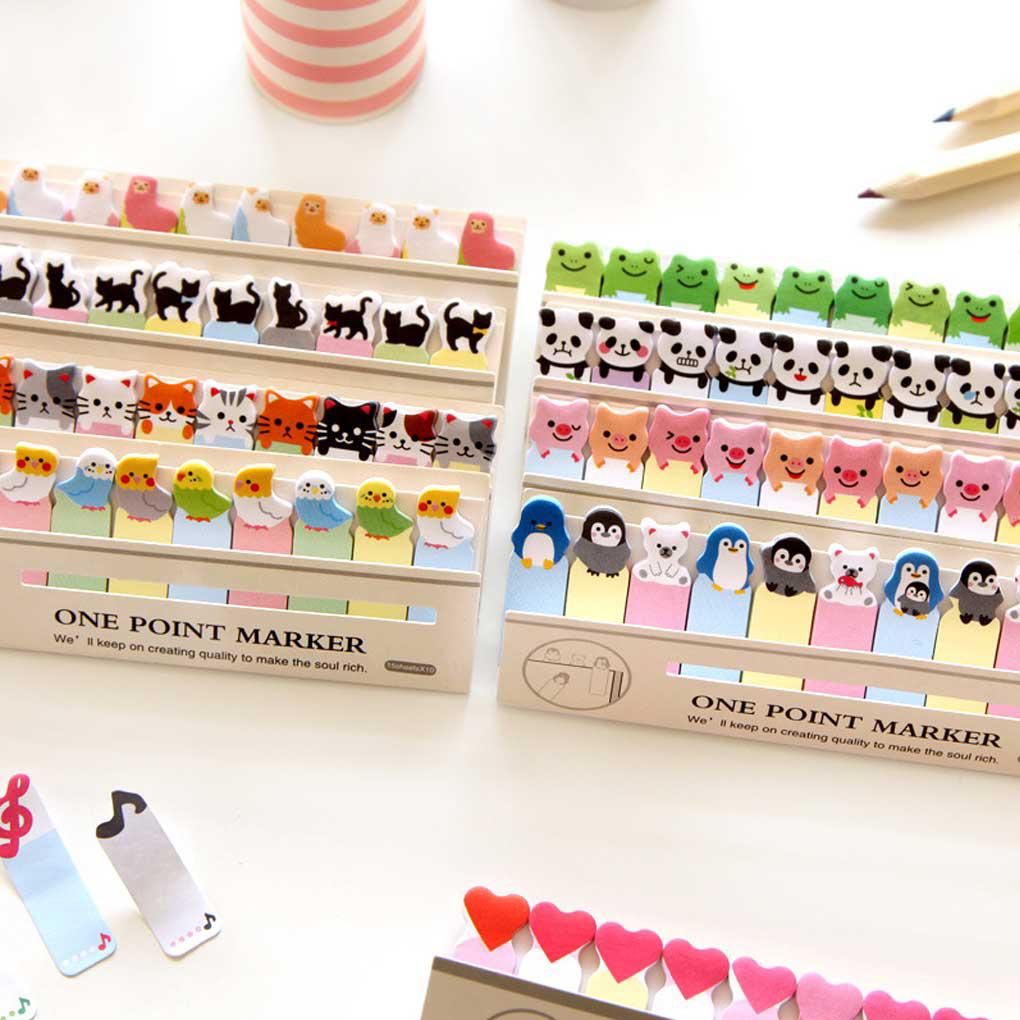 Huit Toserba Stiker Lucu Kartun Hewan Bookmark Note Penanda Pesan Portable Saku Kecil Alat Tulis Kantor Anak