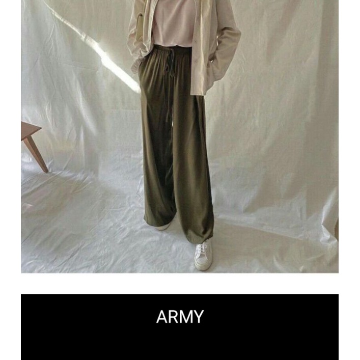 Kinaya / Celana Kulot Wanita Tali / Kulot Rayon-Army