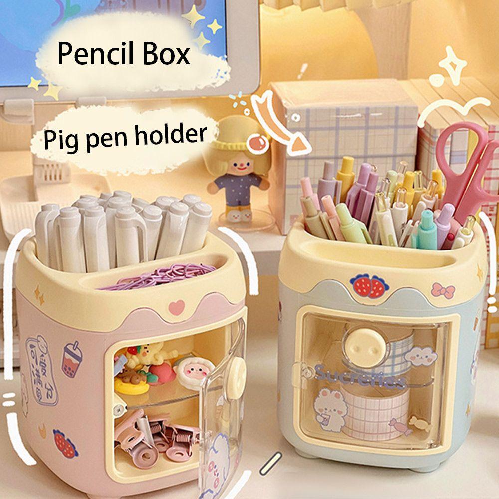 Tempat Penyimpanan Kosmetik Nanas Kapasitas Tinggi Grid Ganda Make Up Brush Holder Pen Holder