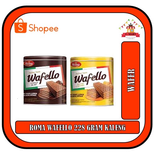 

ROMA WAFELLO WAFELO 228 GRAM WAFER KALENG BUTTER CARAMEL COKLAT COKELAT LEBARAN IDUL FITRI