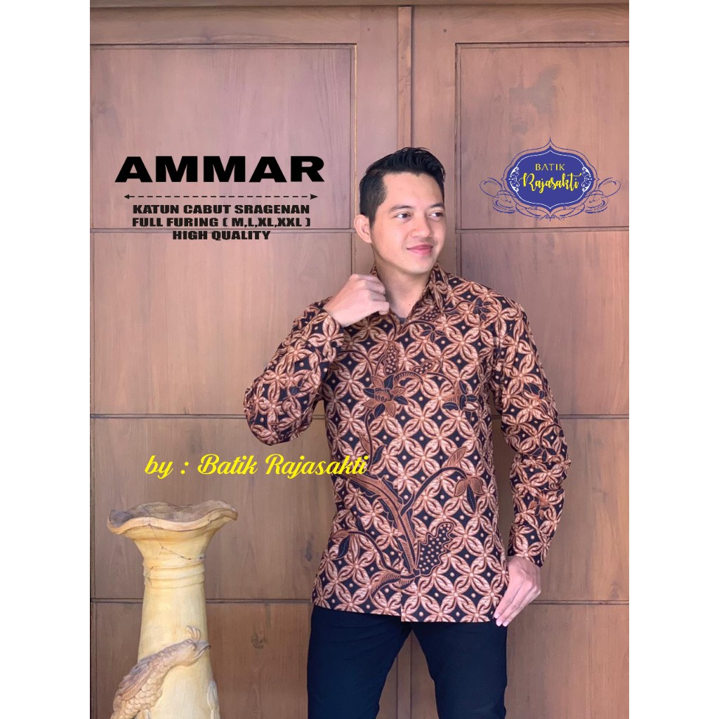 AMMAR 2 RAJASAKTI KEMEJA BATIK SOLO PRIA LENGAN PANJANG LAPIS FURING ATASAN BATIK PREMIUM MODERN KATUN HALUS BAHUWIRYA  BANAMITRA BANAMITRA PUTIH BANGSAWAN BAYU PUTRA BERLIAN BIRU BHARATAYUDA BIMASENA BIRENDRA BIRU INDAH BRAHMAKERTA BRAHMAKERTA MERAH