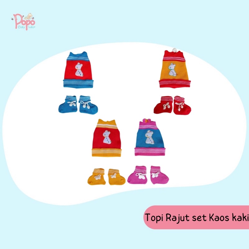 Topi Rajut Bayi Set Kaos Kaki (SNI)/ TOPI RAJUT BAYI