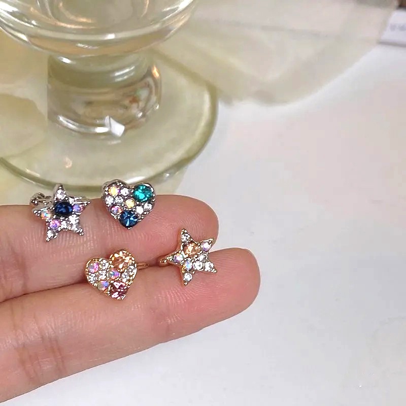 Anting Klip Tanpa Tindik Bentuk Bintang Hati Gaya Korea