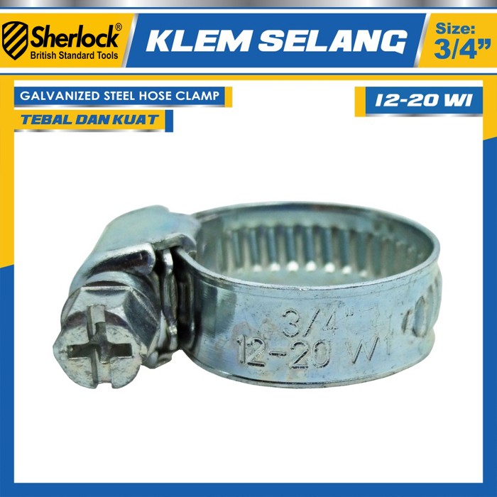 Klem Selang / Hose Clamp Gas Sherlock 3/4&quot; (1 kotak isi 2 pcs)