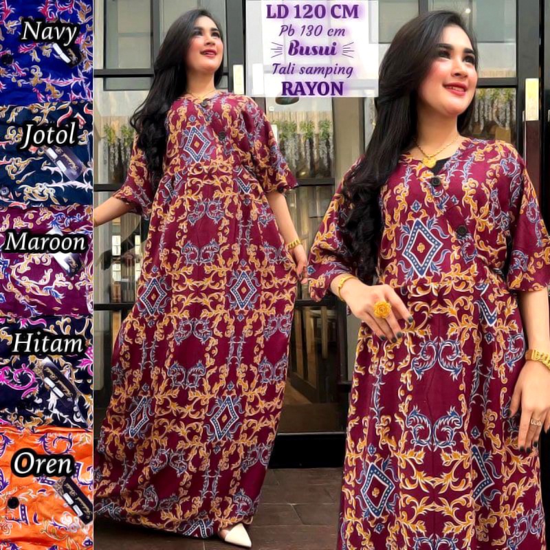 BATIK WANITA KEKINIAN DASTER DRESS RAYON VANESSA KIMONO DIFARINA SULTAN MIRNA ADEL JUMBO PANJANG SEMATA KAKI BUMIL BUSUI MURAH ADEM-3