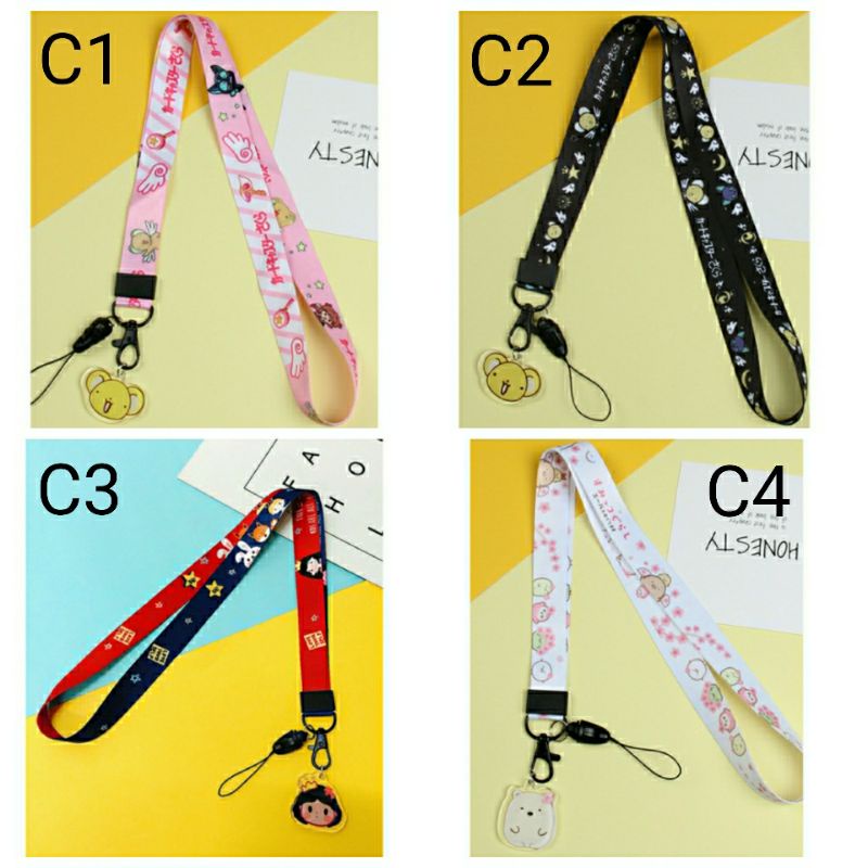 Lanyard Gantungan Hp Strap Panjang Tali Handhone Kunci ID Card Kartu Hello Kitty Totoro Elmo Mickey 