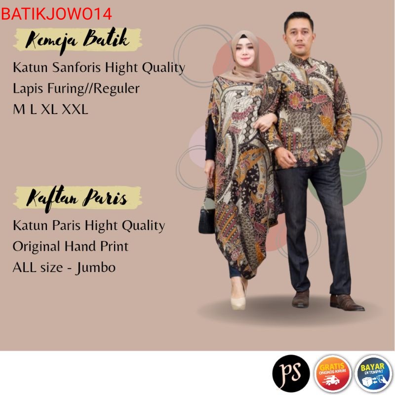 Batik jowo Couple Batik Set Kaftan Paris Katun kemeja furing premium MY