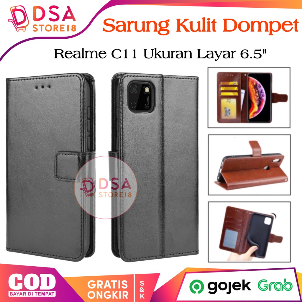 Case Realme C11 / Casing Realme C11 / Leather Case Flip Cover Wallet Dompet Hp Casing Kulit