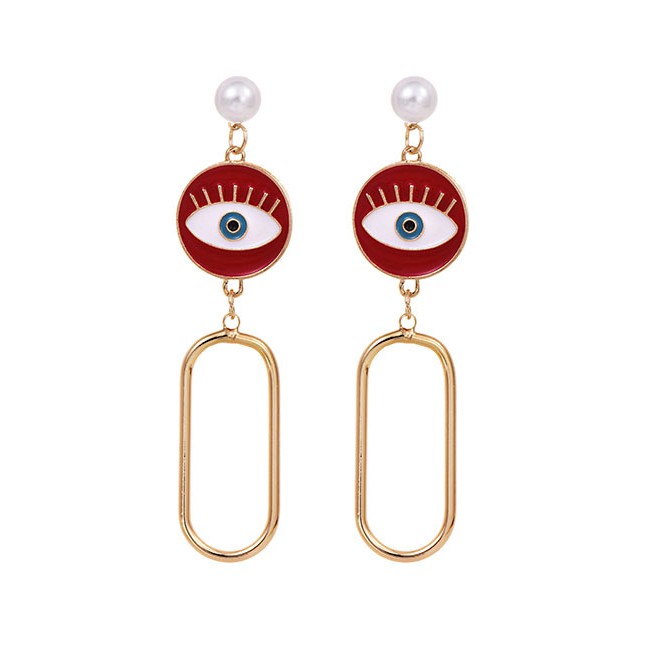 LRC Anting Tusuk Fashion Alloy Dripping Eye Oval Stud Earrings D96434
