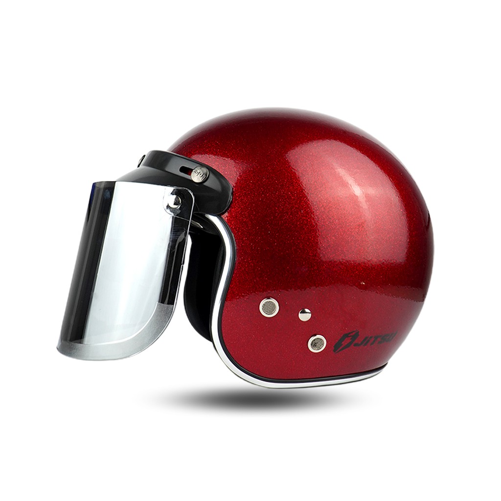 Jitsu Helm Retro Premium Glam Series Maroon