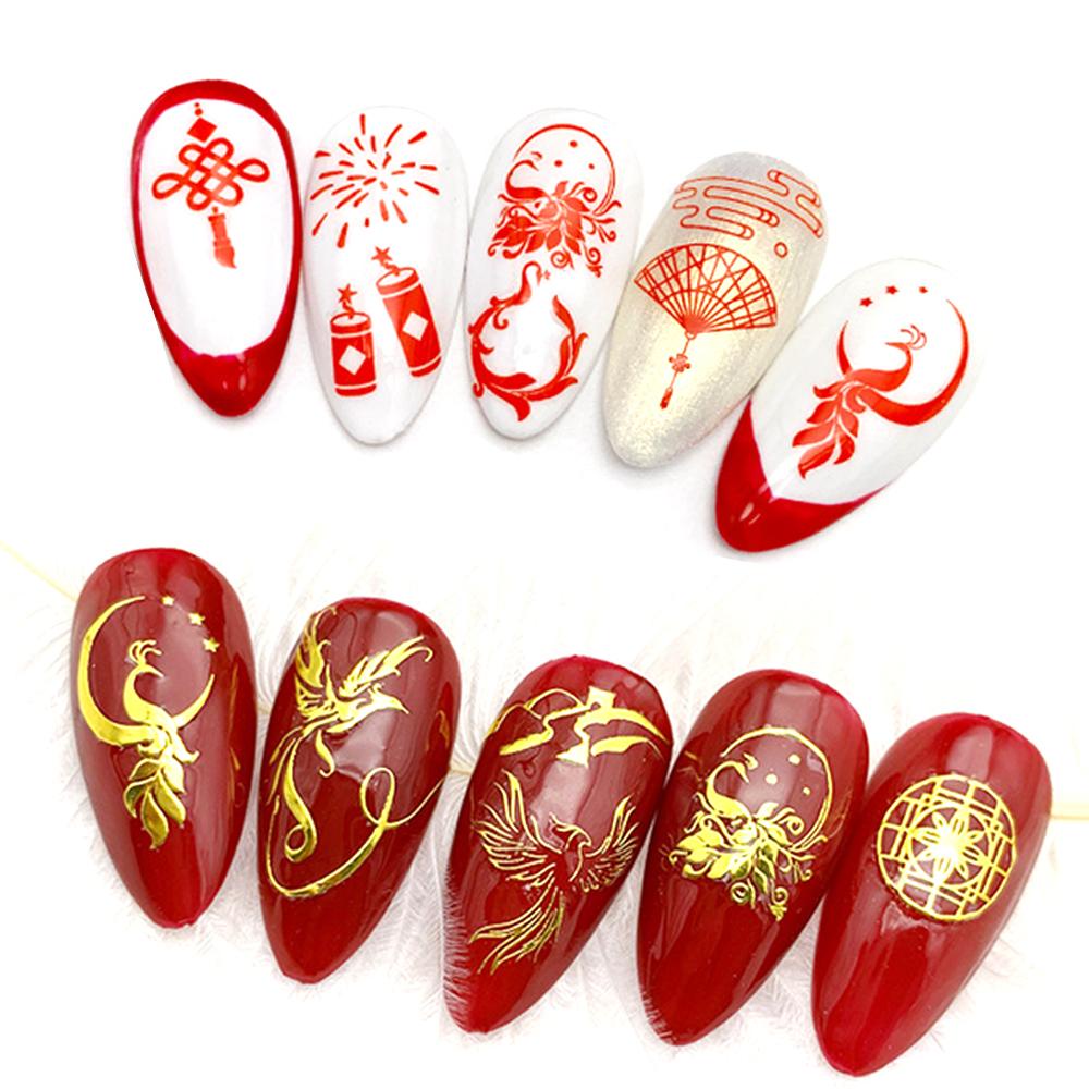 Mxbeauty Stiker Decal Motif Naga / Phoenix Gaya Cina Untuk Dekorasi Nail Art DIY