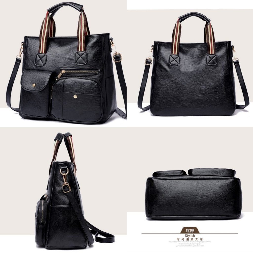 TAS WANITA SELEMPANG KULIT HITAM TA347B5 IMPORT KOREA PREMIUM MURAH FASHION BATAM BRANDED ORI REMAJA