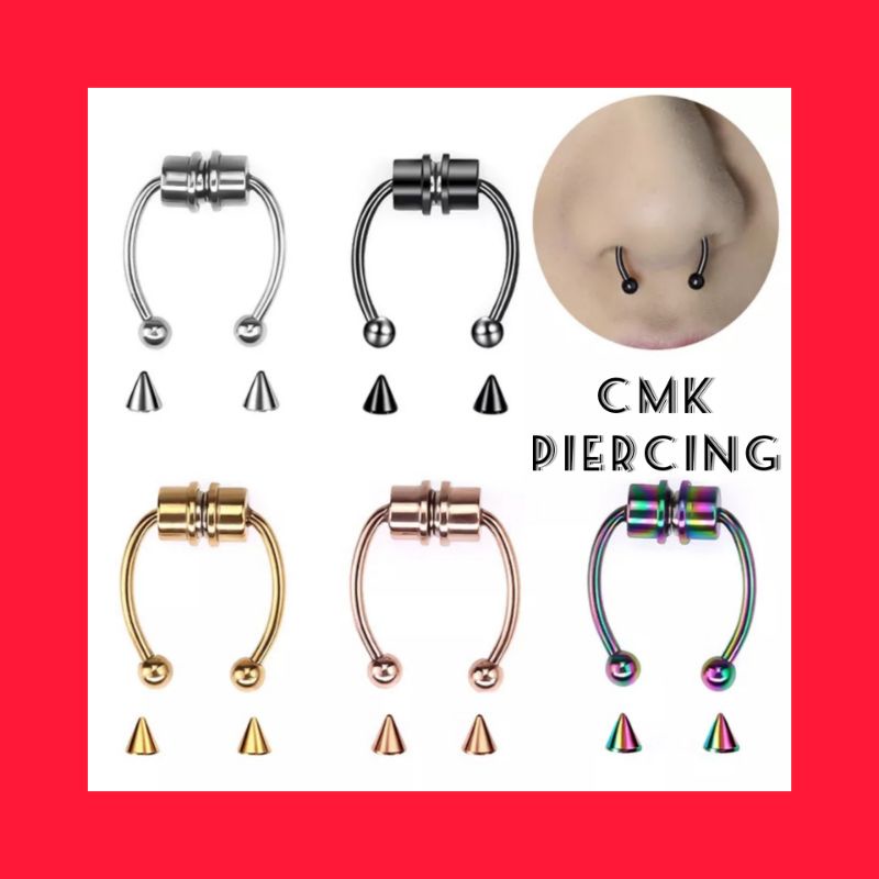 Anting Hidung Magnet Tanpa Tindik Bahan Titanium Steel Gaya Korea Untuk Pria Dan Wanita