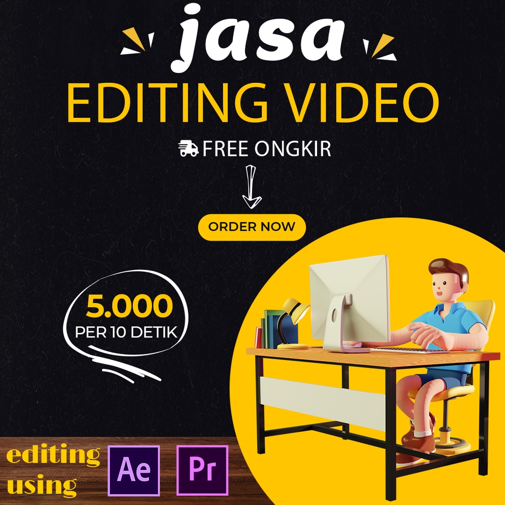 Jasa Edit Video Animasi Iklan Produk | Video Cinematic | Video Tugas Sekolah | Dokumentasi | Vlog | Persentasi | DLL