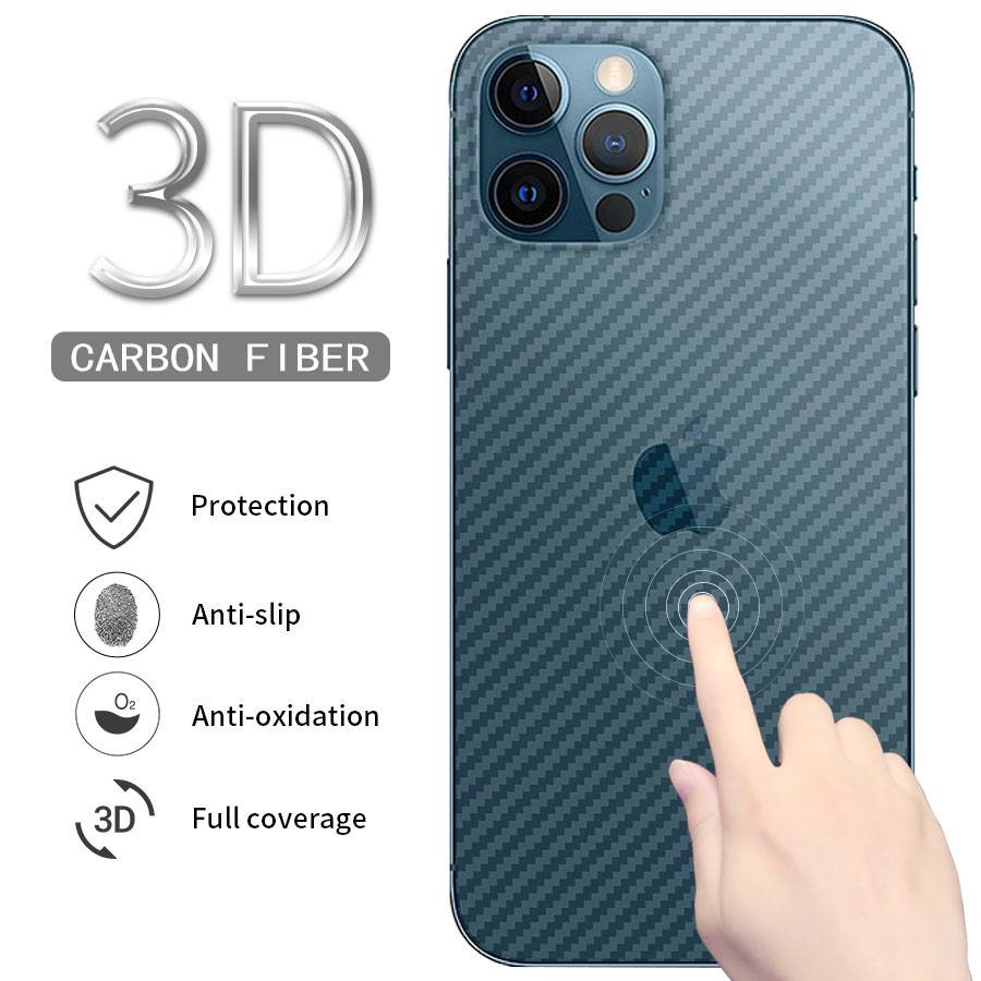 Stiker Pelindung Layar Anti Sidik Jari Bahan Carbon Fiber Untuk Iphone 11 12 Pro Max Mini 7 8 Plus X Xs Max Xr Se 2020