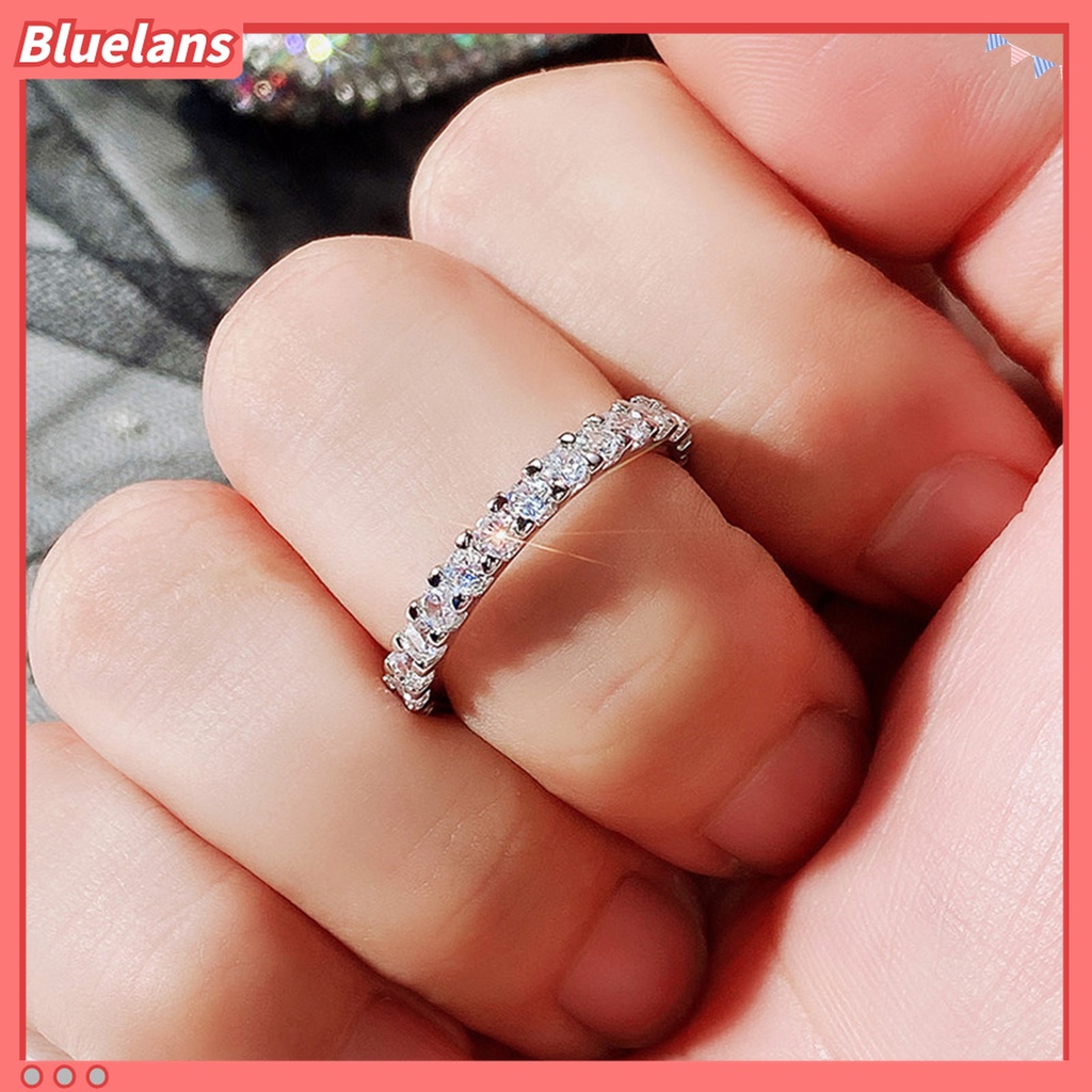 Cincin Jari Bahan Tembaga Aksen Cubic Zirconia Untuk Wanita