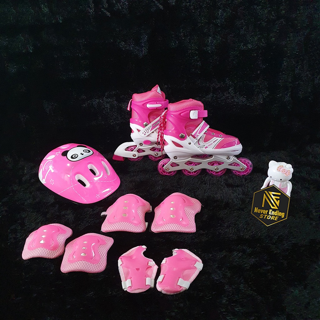 Sepatu Roda Anak Fullset Lengkap atau Inline Skates Sepaturoda dengan Pengaman Helm dan Dekker