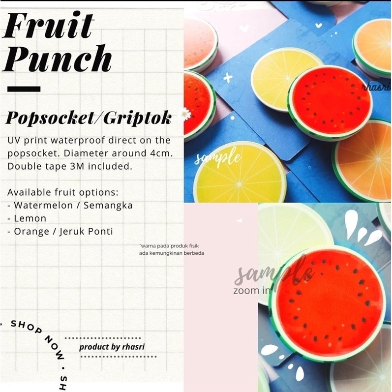 pop socket fruit griptok popsocket fruit watermelon jeruk orange lemon lucu kawaii