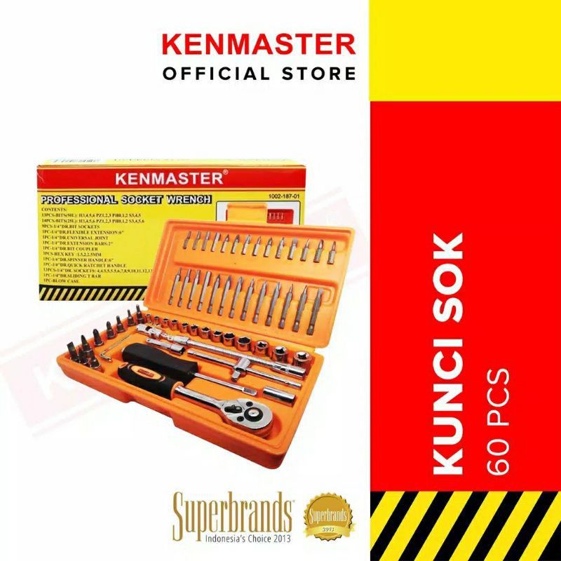 Kenmaster ,  38 , 60 PCS , Kunci Sok  , Set  , Premium Professional , Socket Wrench